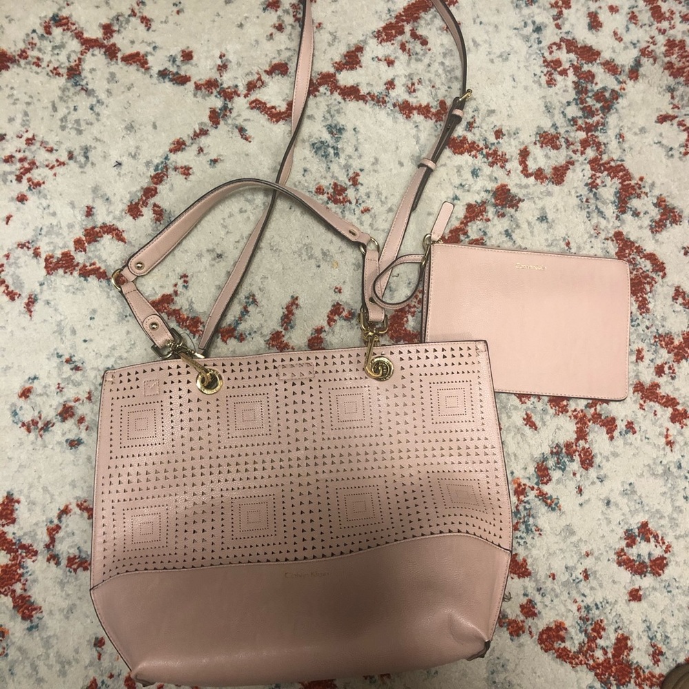 Calvin Klein blush pink reversible purse.